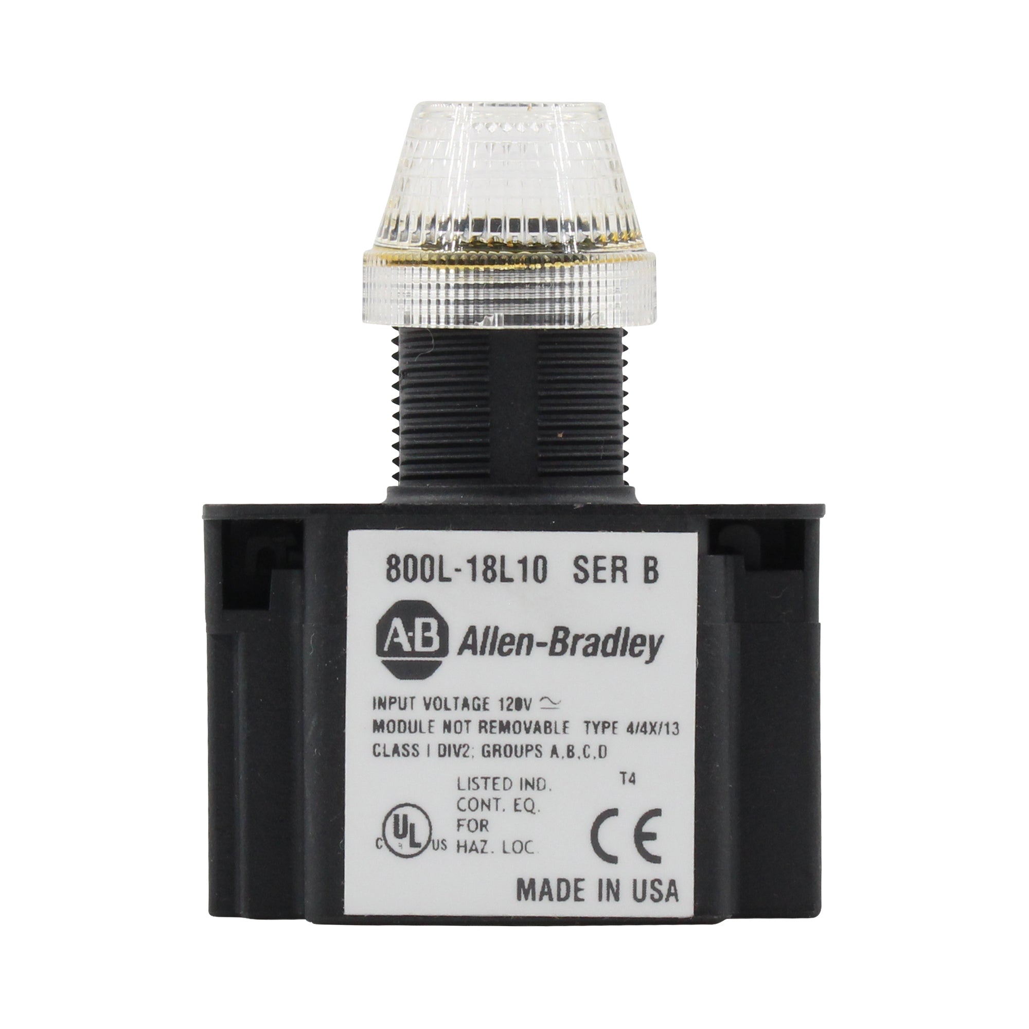 Allen Bradley Group, ALLEN BRADLEY 800L-18L10G GREEN LED INDICATOR LIGHT, SERIES-B, 18MM, 120V