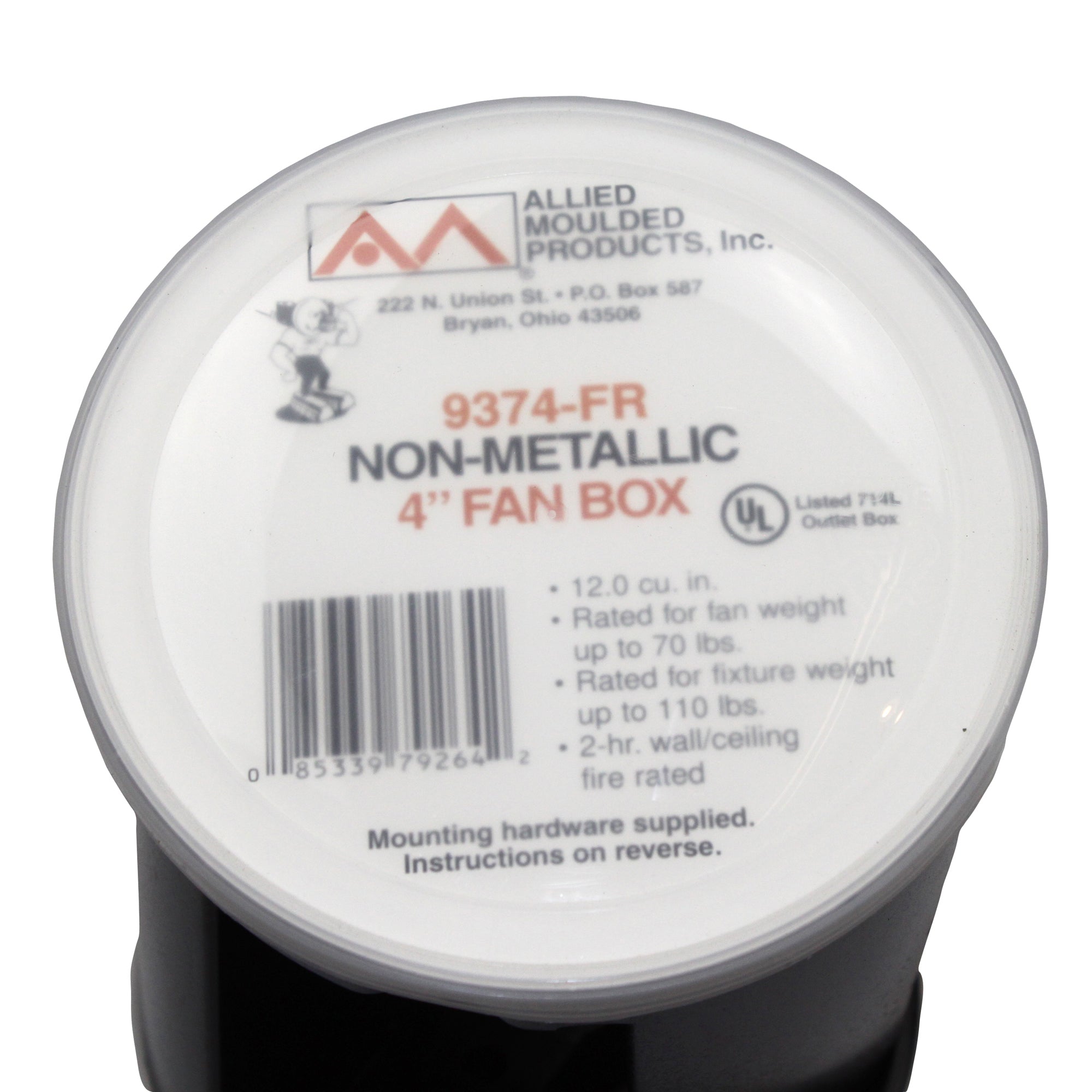 Allied Moulded Products, ALLIED MOLDED 4" DIAMETER FANS & FIXTURE SUPPORTS 9374-FR (40 PACK)