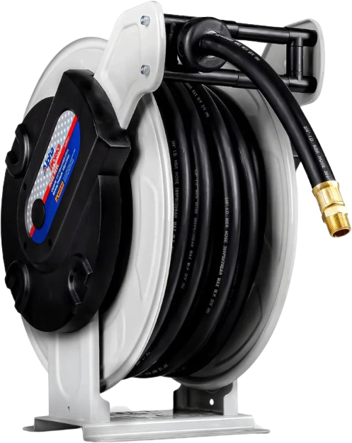 Alpha Works, Alpha Works GUR031 Retractable Hose Reel Dual Arm Fuel/Air/Water 3/4" x 65' PSI 300 1" MNPT/FNPT Connections New