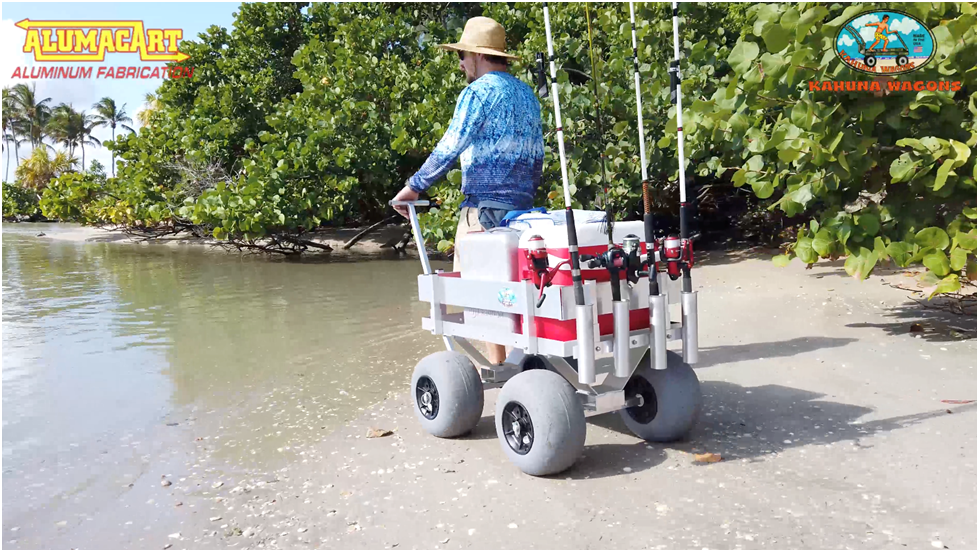 Alumacart, Alumacart Kahuna Junior Beach and Fishing Wagon with Rod Holders New