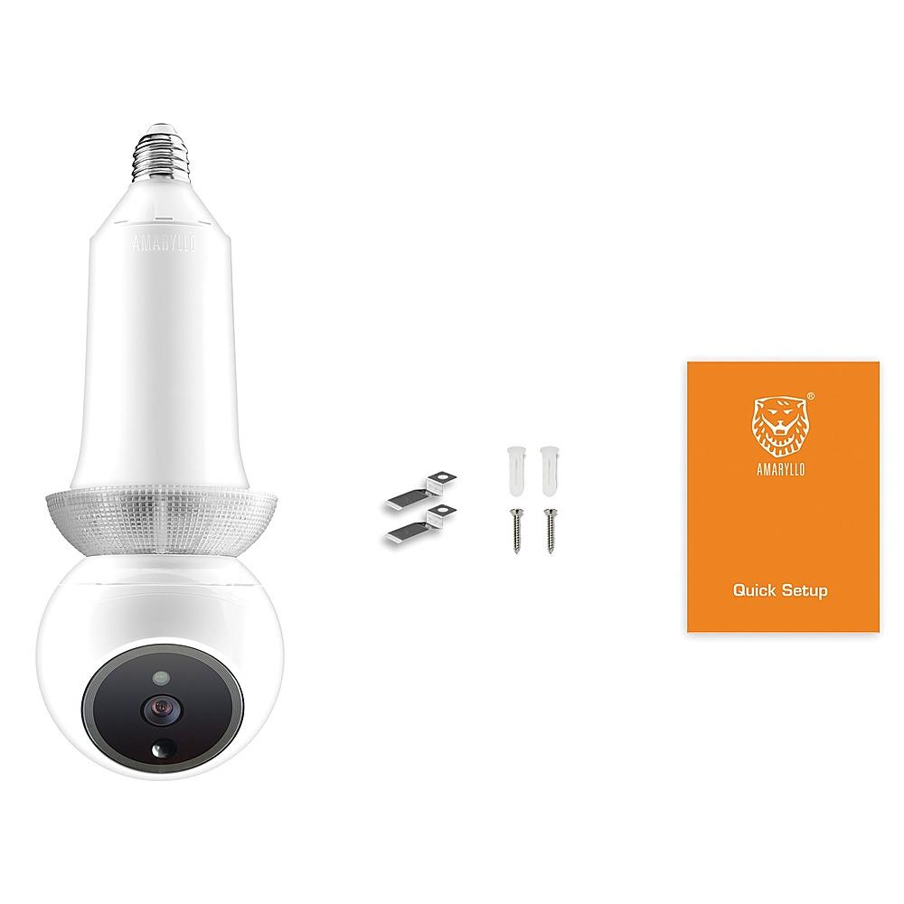 Amaryllo, Amaryllo Zeus Biometric Auto Tracking Light Bulb Indoor Security Camera Comes With 1 Year of 24/7 Recording Service Plan  White New