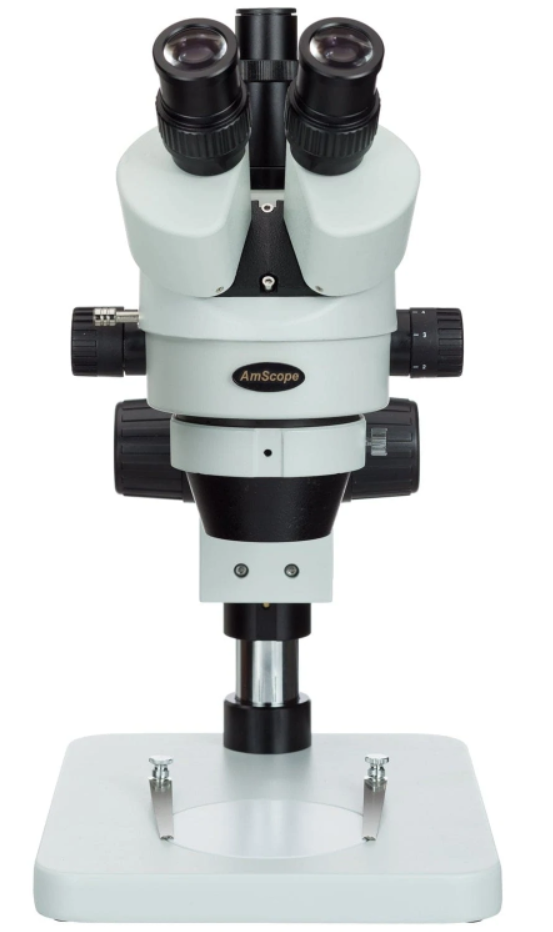 AmScope, Amscope SM-1TS-V203 7X - 45X Zoom Trinocular Stereo Microscope with Table Pillar Stand New