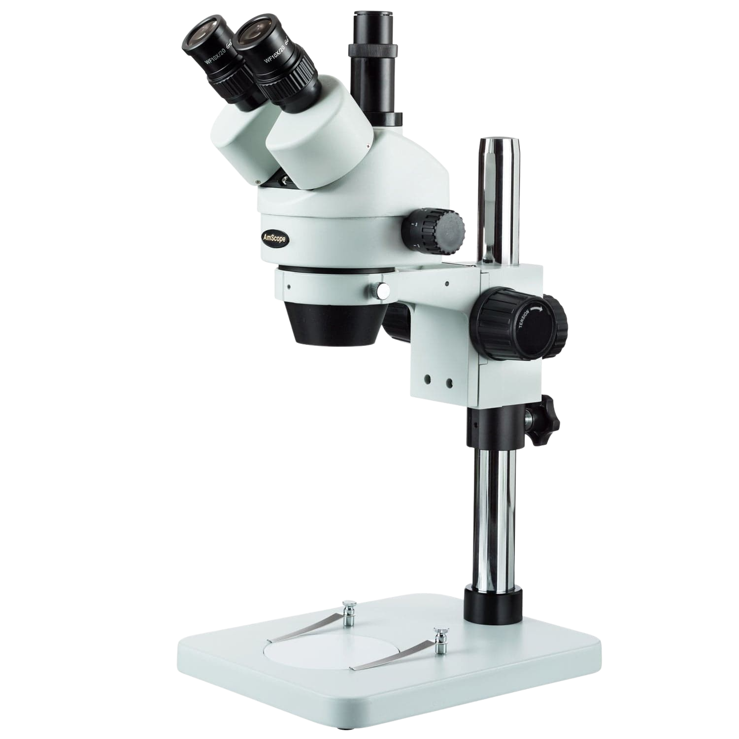 AmScope, Amscope SM-1TS-V203 7X - 45X Zoom Trinocular Stereo Microscope with Table Pillar Stand New