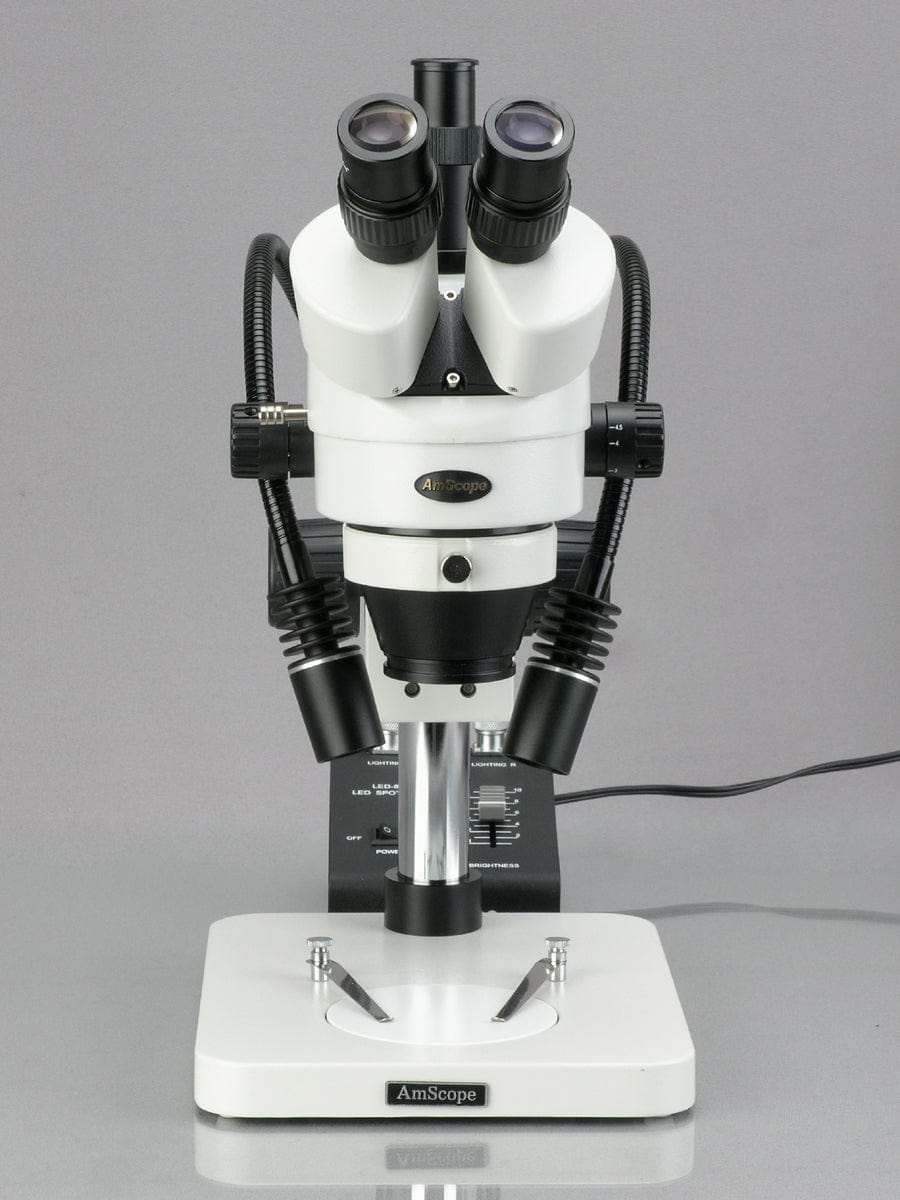 AmScope, Amscope SM-1TSW2-L6W 3.5X - 225X Trinocular Inspection Zoom Stereo Microscope with Gooseneck LED Lights New