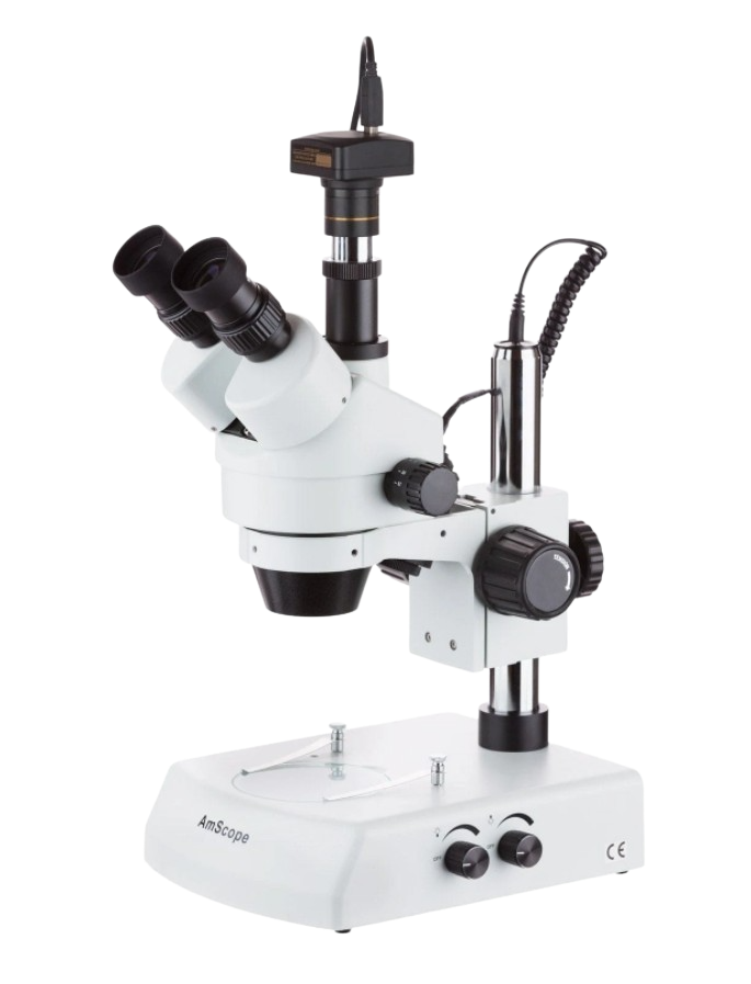 AmScope, Amscope SM-2T-10M 7X - 45X Trinocular Stereo Zoom Microscope with Dual Halogen Lights and 10MP Camera New