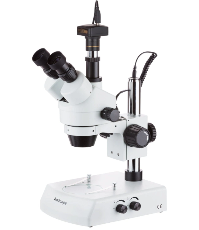 AmScope, Amscope SM-2T-3M 7X - 45X Trinocular Stereo Zoom Microscope with Dual Halogen Lights and 3MP Camera New