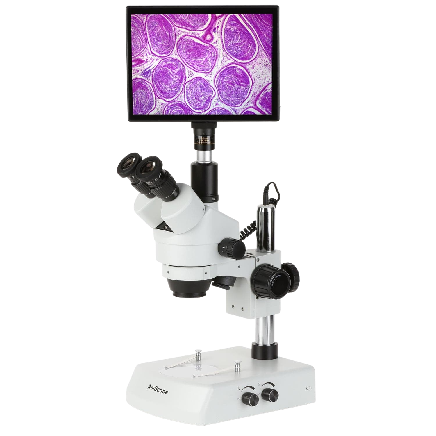 AmScope, Amscope SM-2T-LED-TP 7X - 45X LED Trinocular Zoom Stereo Microscope with Touchpad Digital Imaging System New