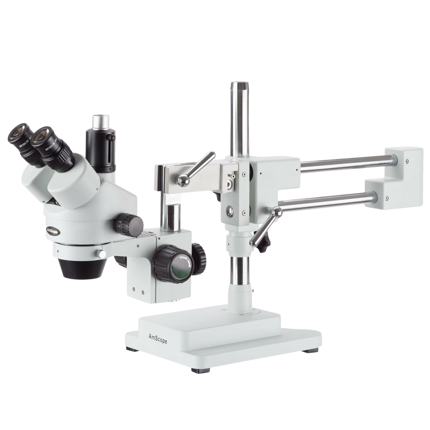AmScope, Amscope SM-4T 7X - 45X Trinocular Stereo Zoom Microscope with Double Arm Boom Stand New