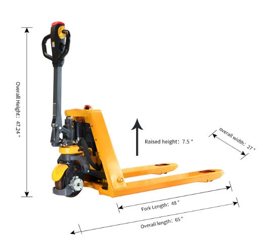Apollolift, Apollolift A-1034 Electric Hydraulic Lithium Pallet Jack 3300 lbs. Capacity 48" x 27" New