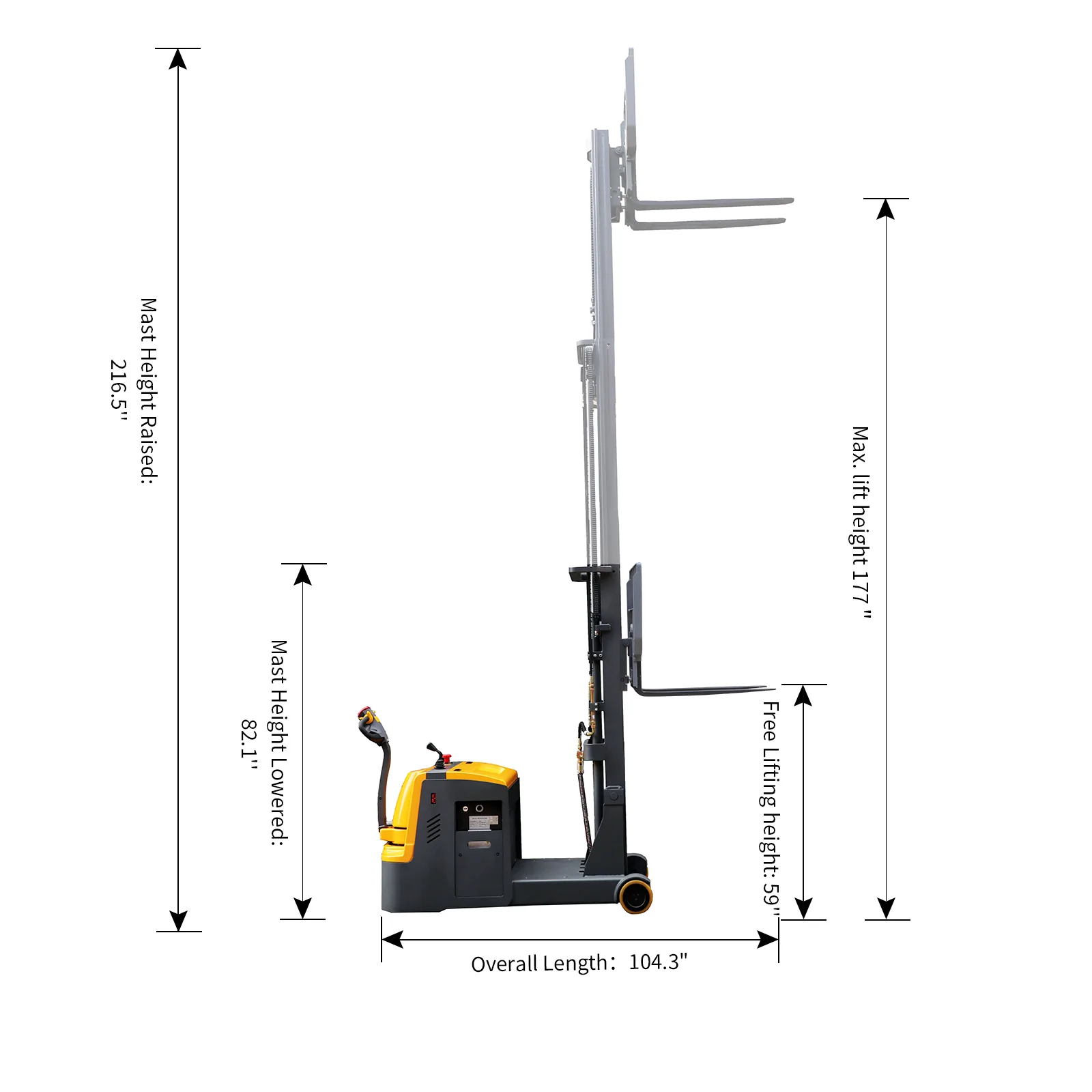 Apollolift, Apollolift A-3032 Counterbalanced Electric Stacker 177" Lifting Height 3300 lbs. Capacity New
