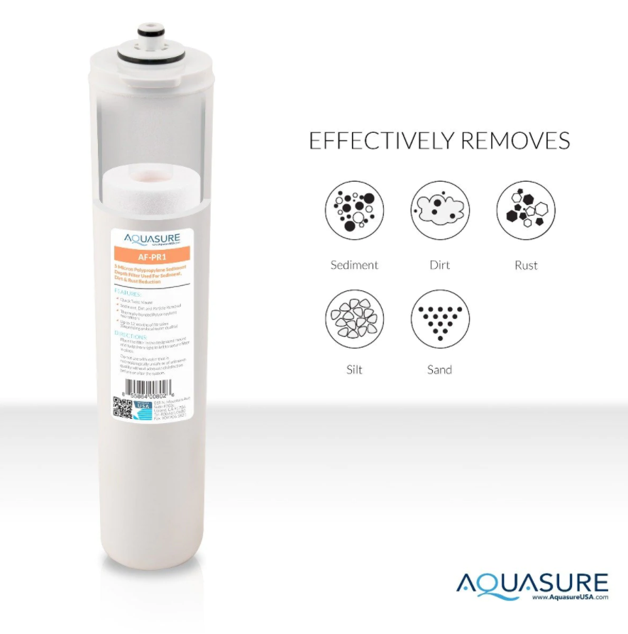 Aquasure, Aquasure AF-CP75 Premier Series Complete 4 Stages Quick Twist Filter Bundle with 75 GPD Reverse Osmosis Water System Membrane New