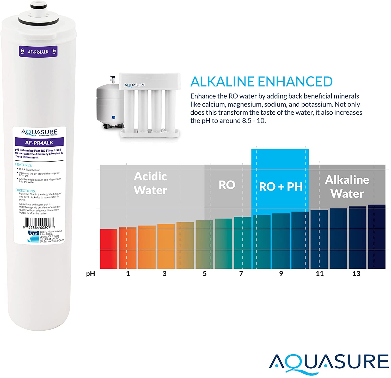 Aquasure, Aquasure AF-PR4 Premier Series 4th Stage Quick Twist Coconut Carbon Shell Post-Stage Reverse Osmosis Water System Filter New