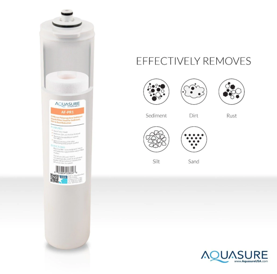 Aquasure, Aquasure AF-PRE-ALK Premier Series Stage 1 And 2 Pre-Filtration Plus 4th Stage Alkaline Remineralizing Reverse Osmosis Filter New