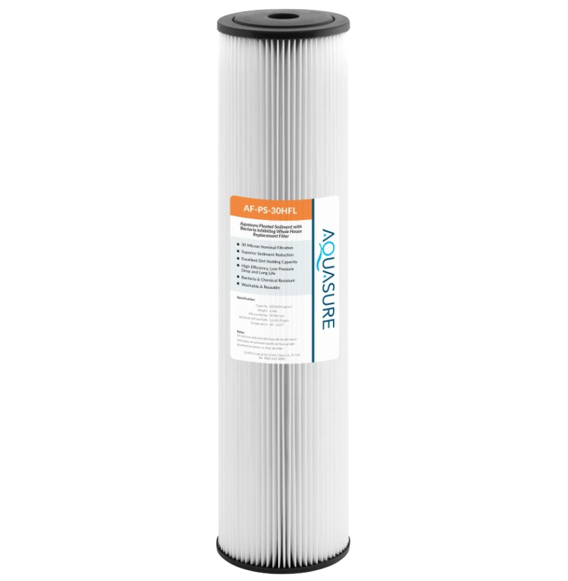 Aquasure, Aquasure AF-PS-30HFL Fortitude V2 Series High Flow 30 Micron Pleated Sediment Filter - Large Size New