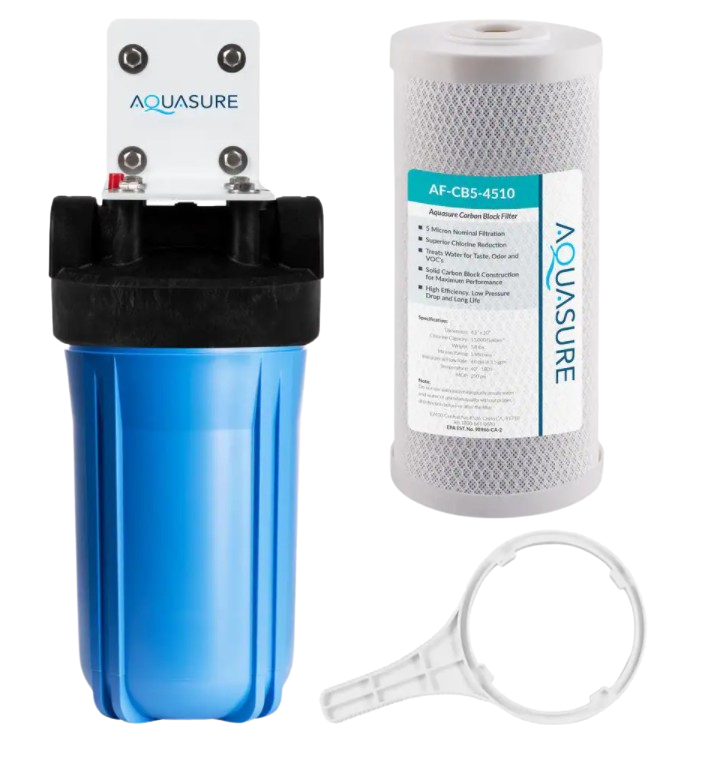 Aquasure, Aquasure AS-F110CB5 Fortitude V Series 10 Inch High Flow Whole House 5 Micron Carbon Block Water Filter New