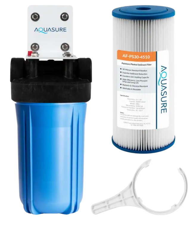 Aquasure, Aquasure AS-F110PS Fortitude V Series 10 Inch High Flow Whole House Pleated Sediment Water Filter 30 Micron New