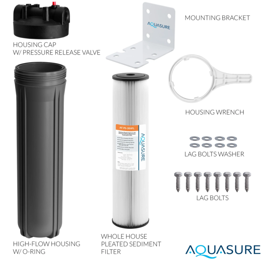 Aquasure, Aquasure AS-FL-30PS Fortitude V2 Series Large Size High-Flow Whole House Pleated Sediment Water Filter 30 Micron New