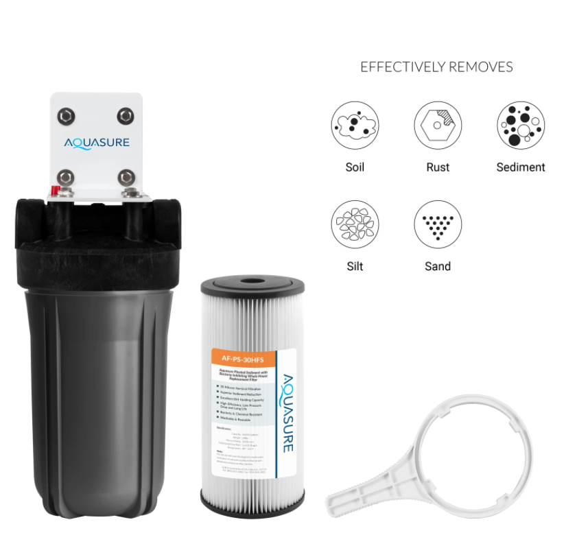 Aquasure, Aquasure AS-FS-30PS Fortitude V2 Series High-Flow Whole House Pleated Sediment Water Filter 30 Micron New