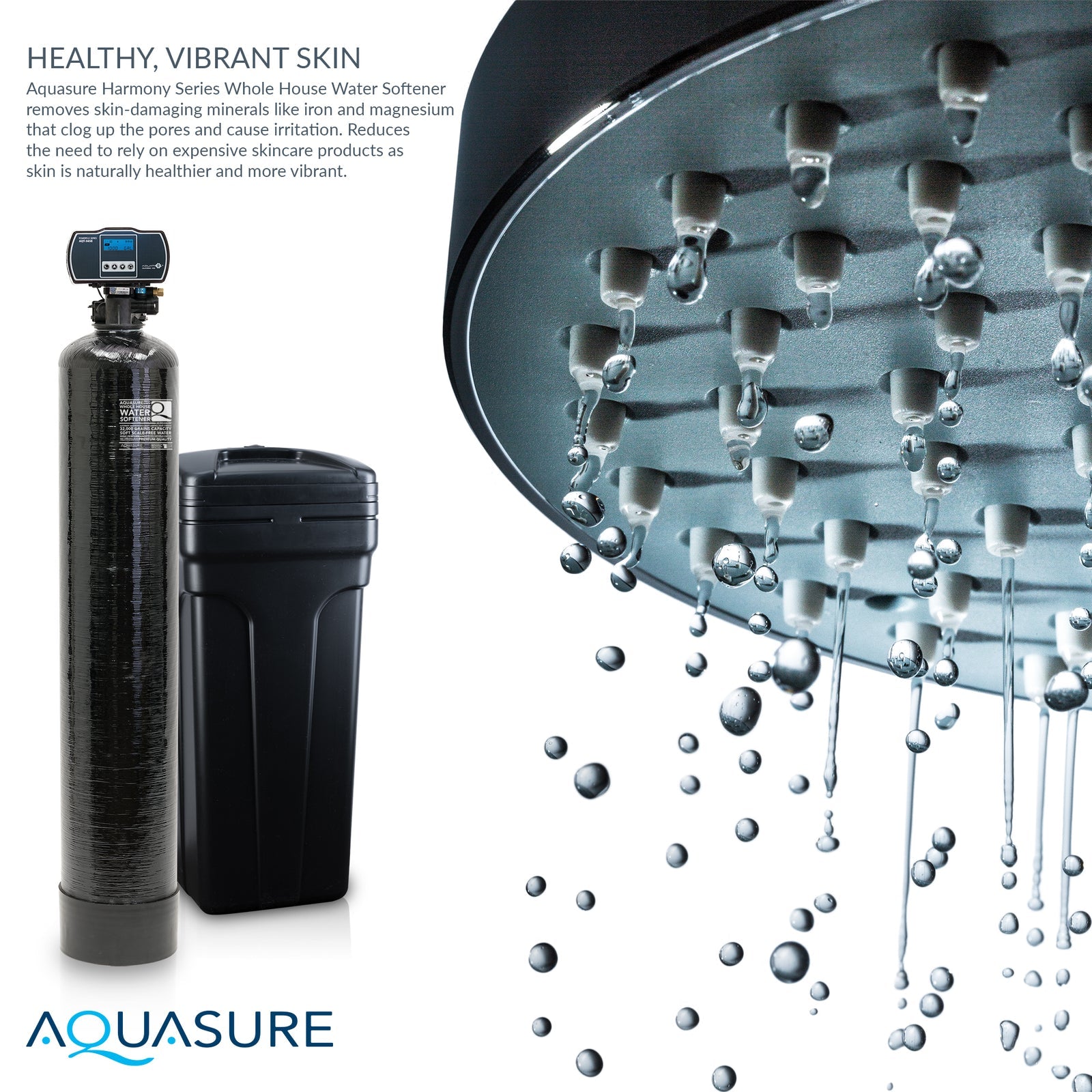 Aquasure, Aquasure AS-HS32FM Harmony Series 32,000 Grain Water Softener with Fine Mesh Resin for Iron Removal New