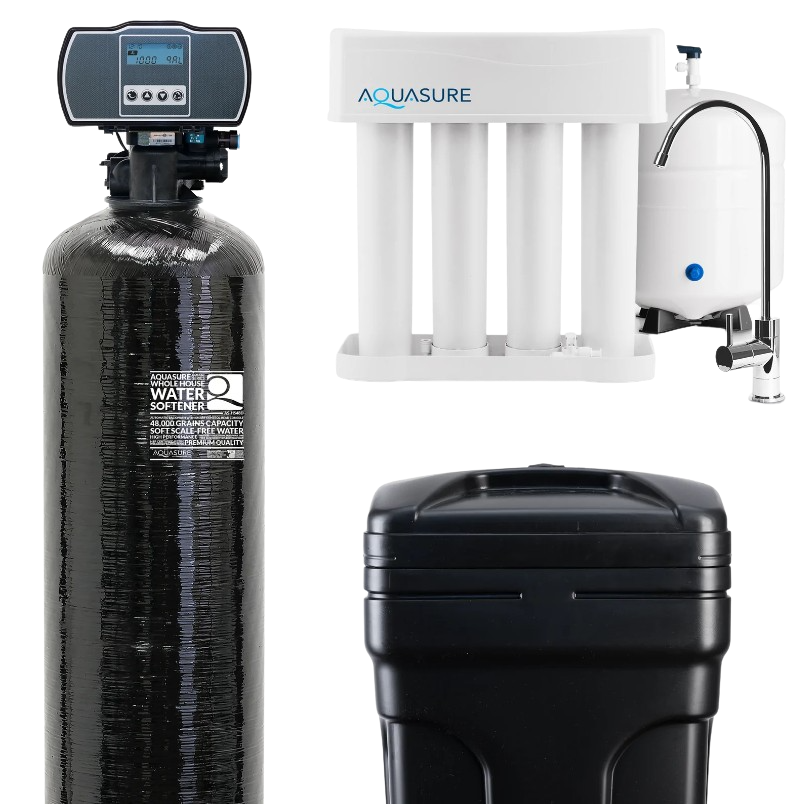 Aquasure, Aquasure AS-PR75HS48D 48,000 Grain Whole House Water Softener and Reverse Osmosis Drinking Water Filter Bundle New