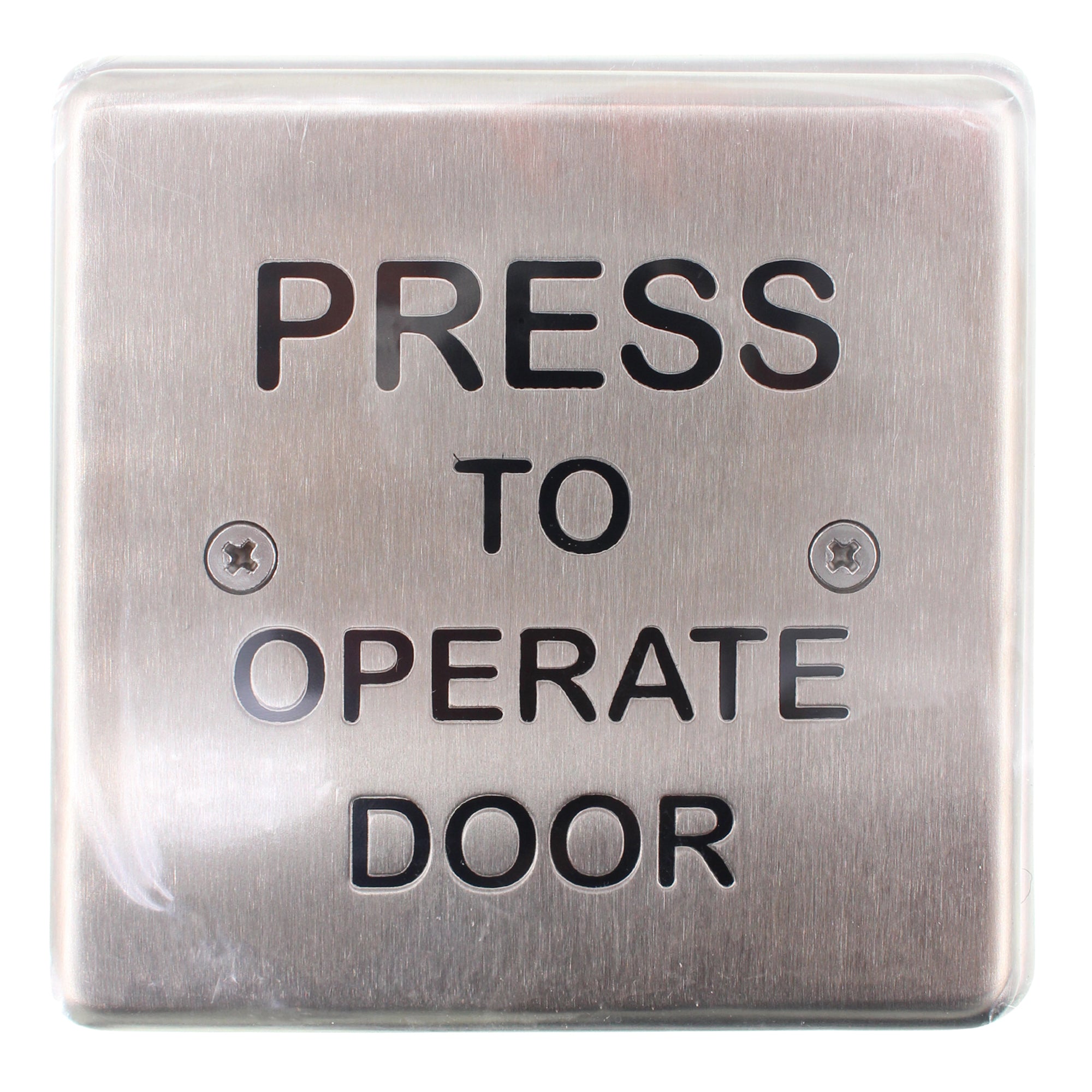BEA Inc., BEA PBS45PODN SQUARE PUSH-TO-OPERATE-DOOR PUSH PLATE, STAINLESS STEEL, 4-3/4-INC