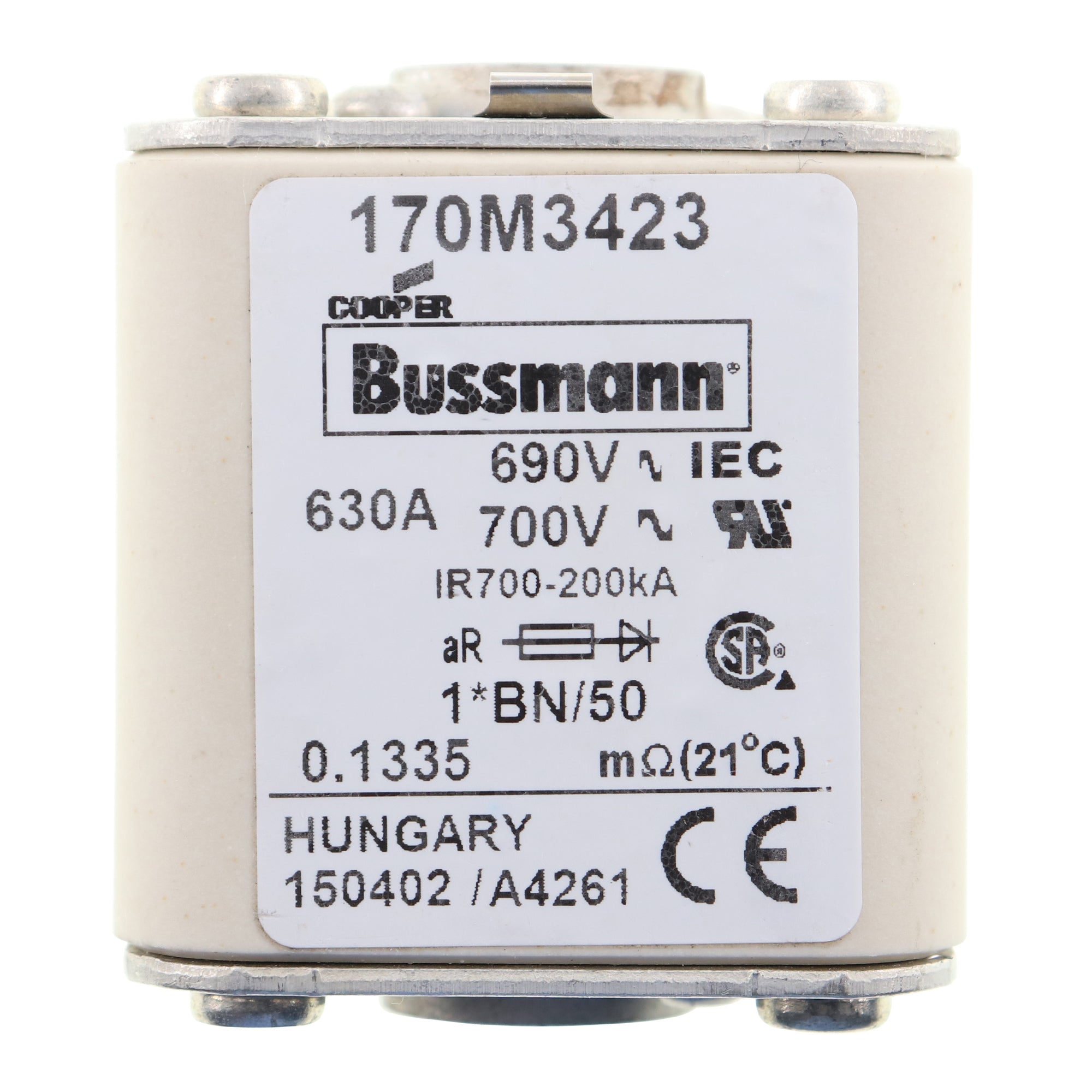 Bussmann, BUSSMANN 170M3423 HIGH-SPEED FUSE, SQUARE, 690/700V, 630-AMP