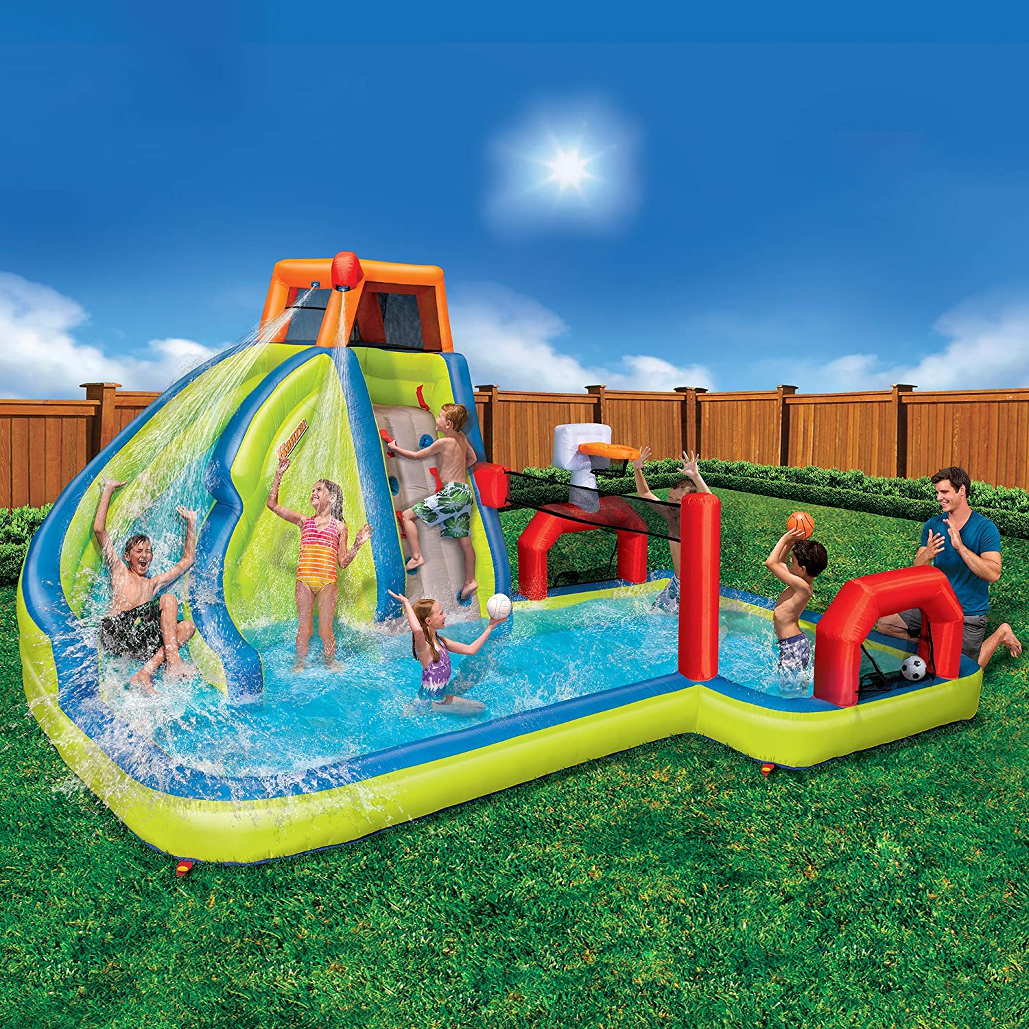 Banzai, Banzai 90350A Aqua Sports 3 in 1 Water Slide Splash Park Multicolor New