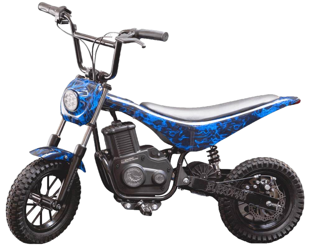 Burromax, Burromax TT350R 24V 350W Kids Off Road Electric Ride On Mini Pocket Dirt Bike Blue Flames New