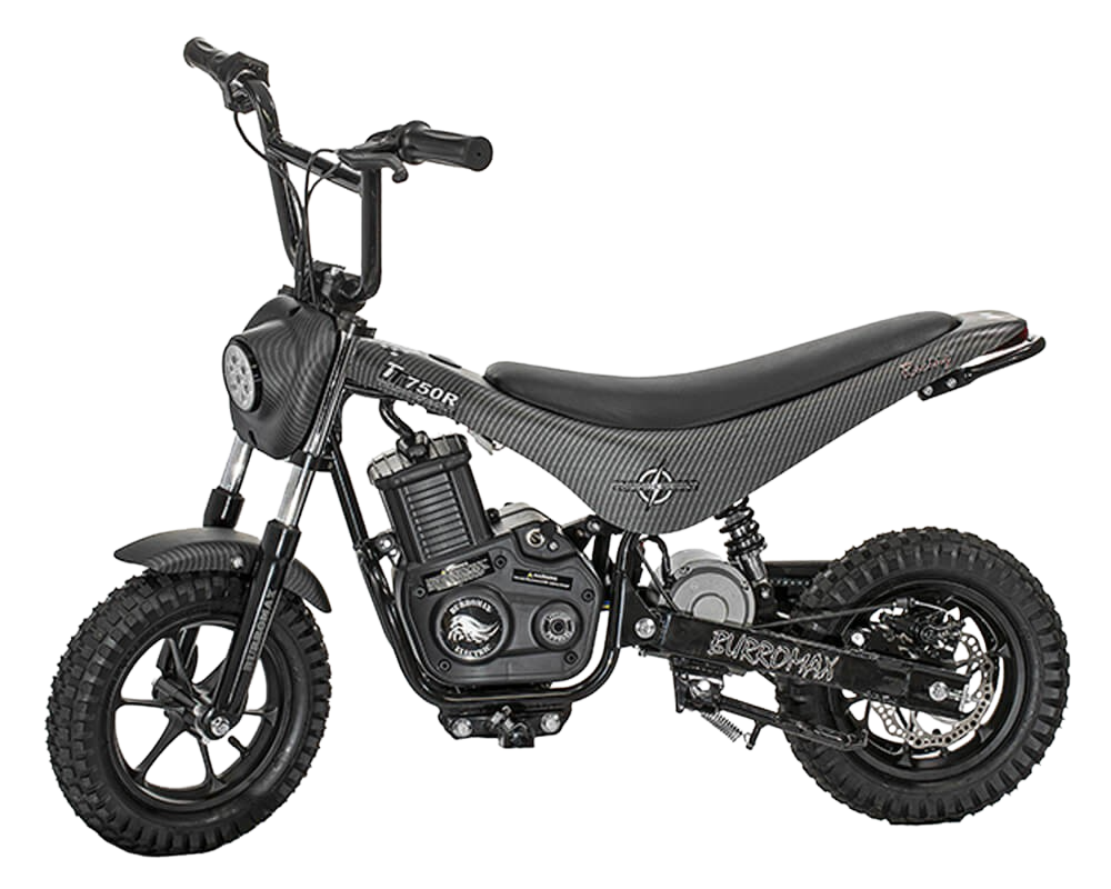 Burromax, Burromax TT750R 36V 750W Kids Off Road Electric Lithium Ion Powered Ride On Mini Pocket Dirt Bike Matte Black Carbon Fiber New