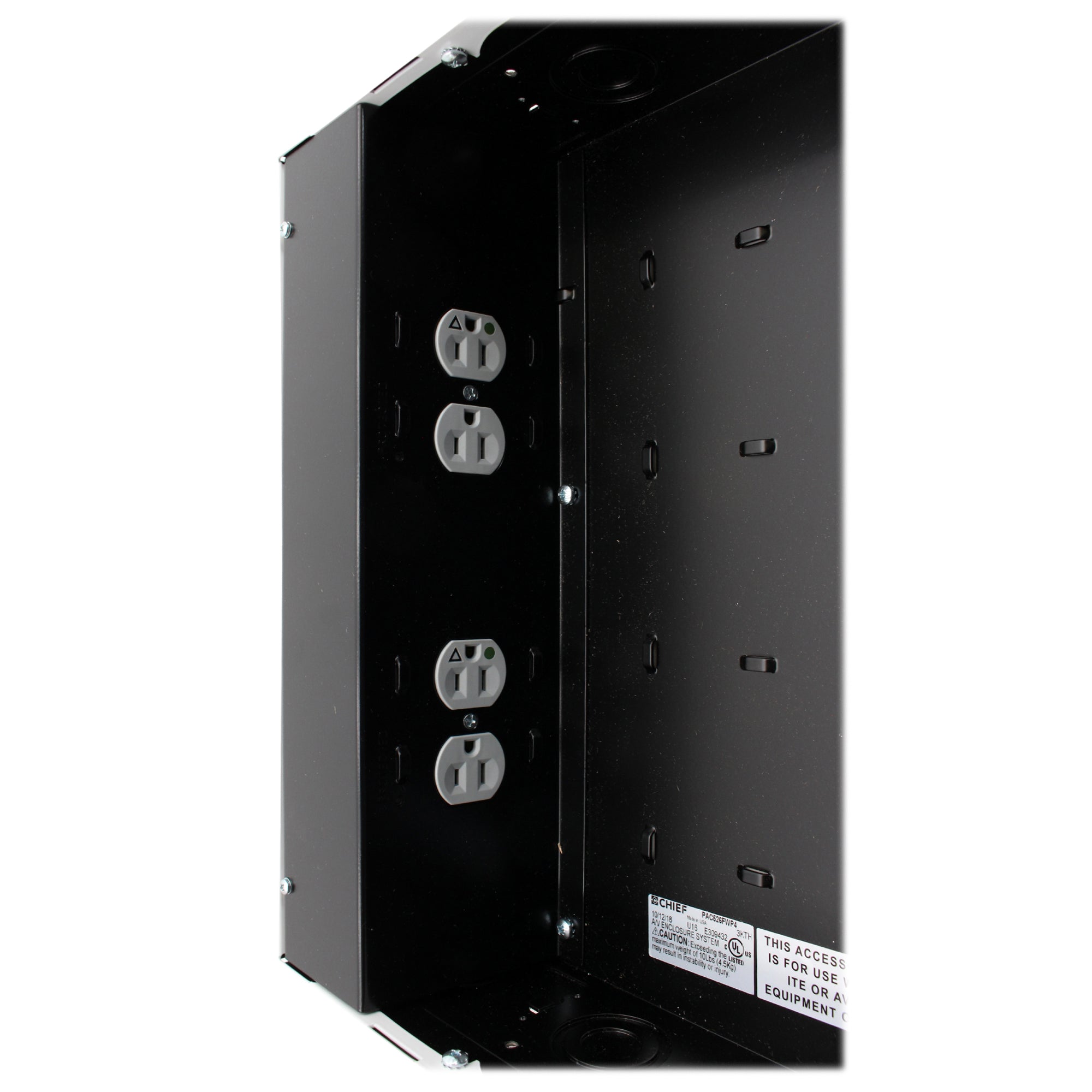 Chief Manufacturing, CHIEF PAC526FWP4 IN-WALL A/V STORAGE BOX, 4-RECEPTACLE, SURGE PROTECTOR