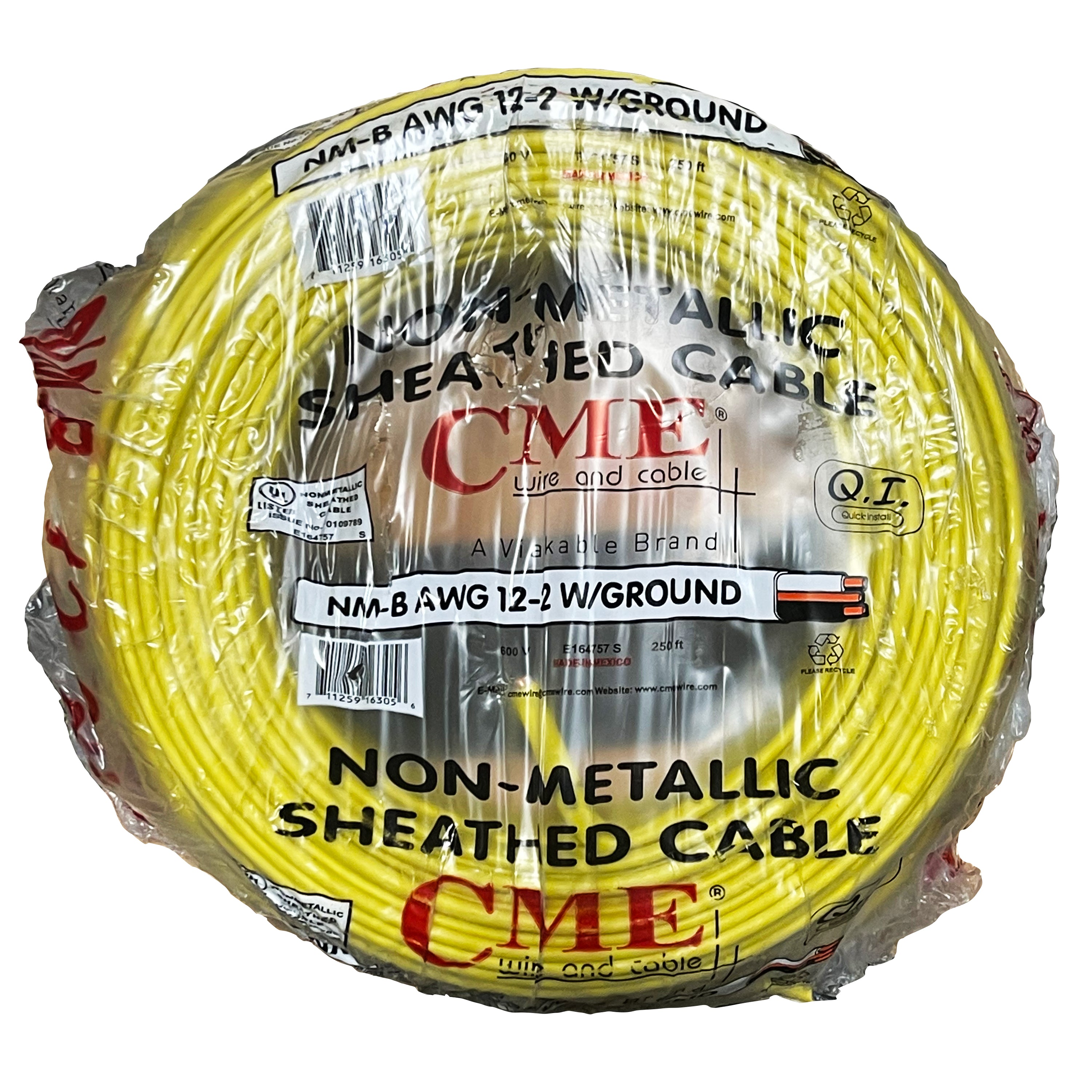 CME Wire & Cable, CME WIRE & CABLE 12/2 + GROUND COPPER BUILDING WIRE, NM-B CABLE, 250-FEET