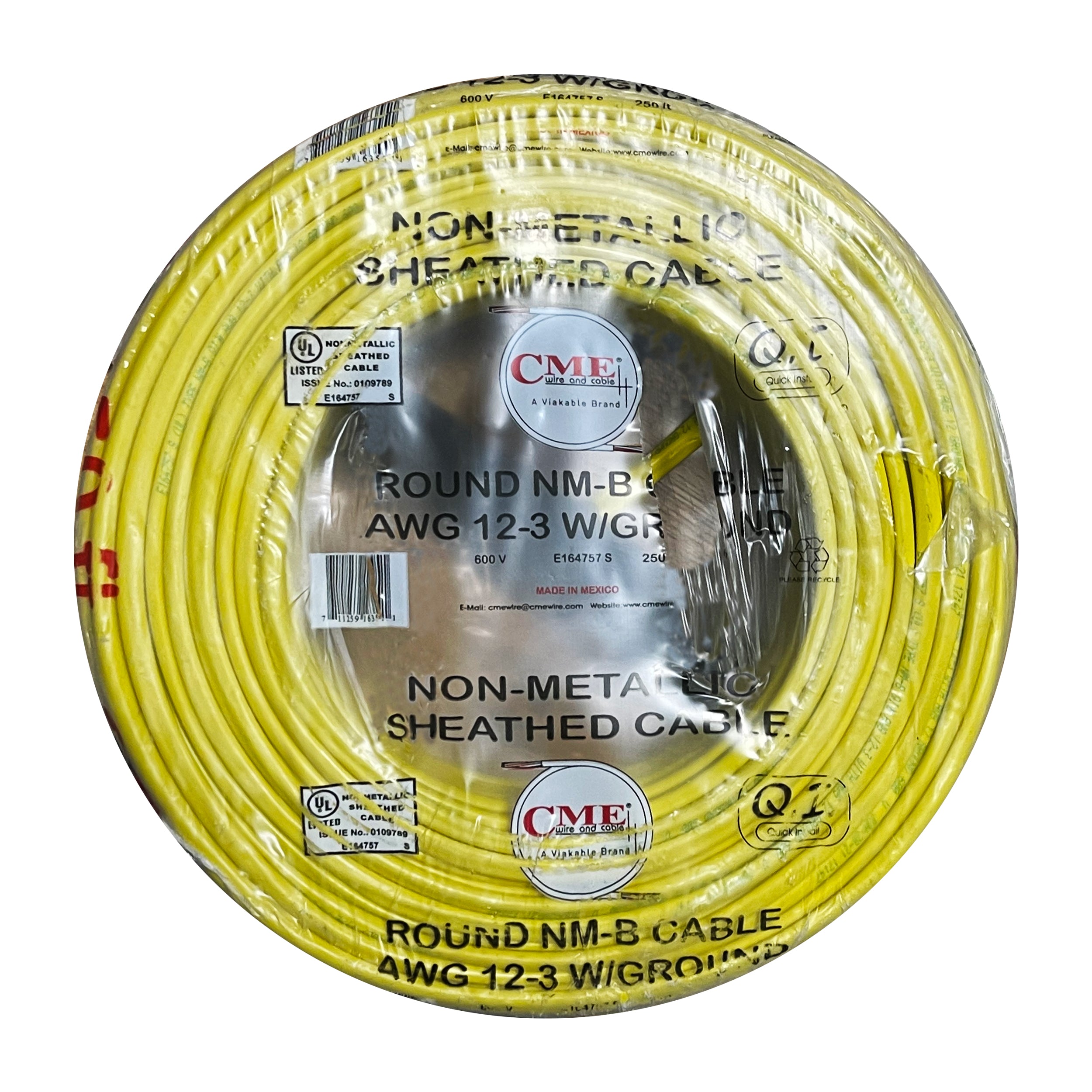CME Wire & Cable, CME WIRE & CABLE 12/3 + GROUND COPPER BUILDING WIRE, NM-B CABLE, 250-FEET