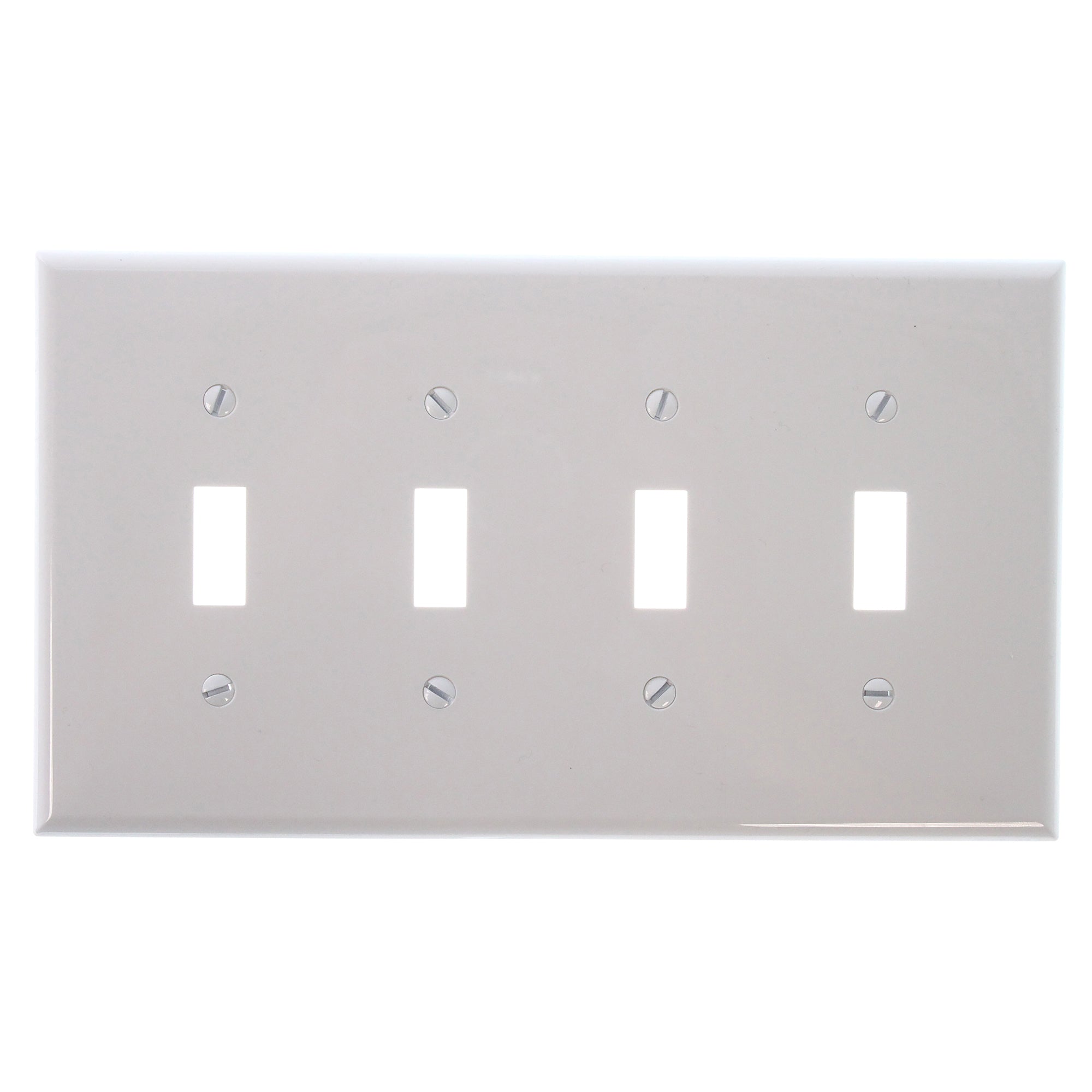 Cooper, COOPER PJ4W POLYCARBONATE 4-GANG TOGGLE SWITCH WALLPLATE, WHITE (10 PACK)