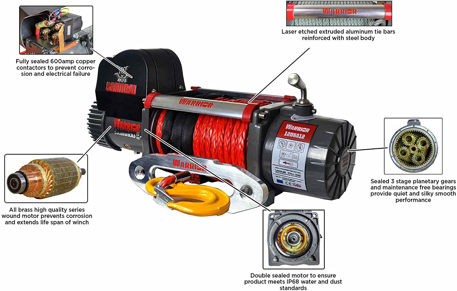DK2, DK2 8000-SR 8,000 lbs. Capacity Warrior Spartan Electric Synthetic Winch New