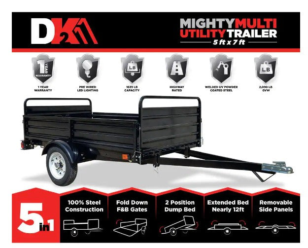 DK2, DK2 MMT5X7 1639 lb. Capacity 4.5 ft. x 7.5 ft. Extendable 12 ft Bed Trailer Kit New