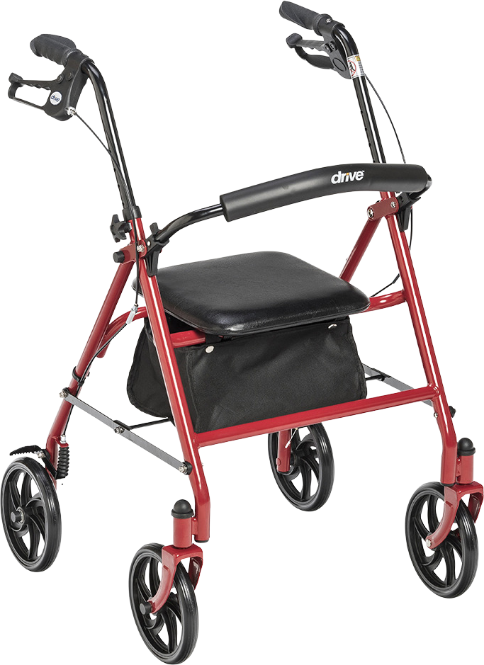 Drive Medical, Drive Medical 10257RD-1 Durable Rollator Walker 4 Wheels 7.5" Casters Red New