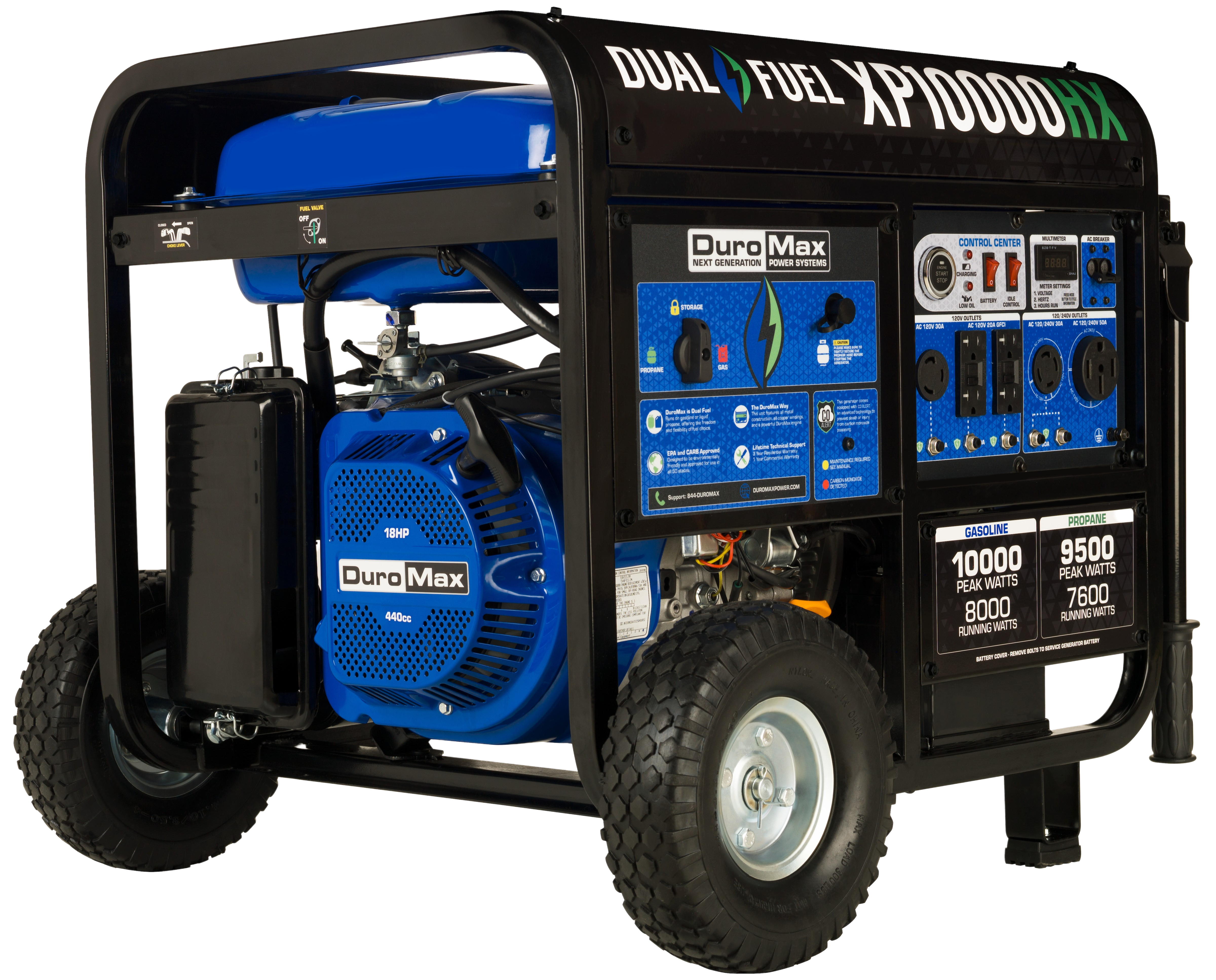 Duromax, DuroMax XP10000HX 8000W/10000W Dual Fuel CO Alert Electric Start Generator New