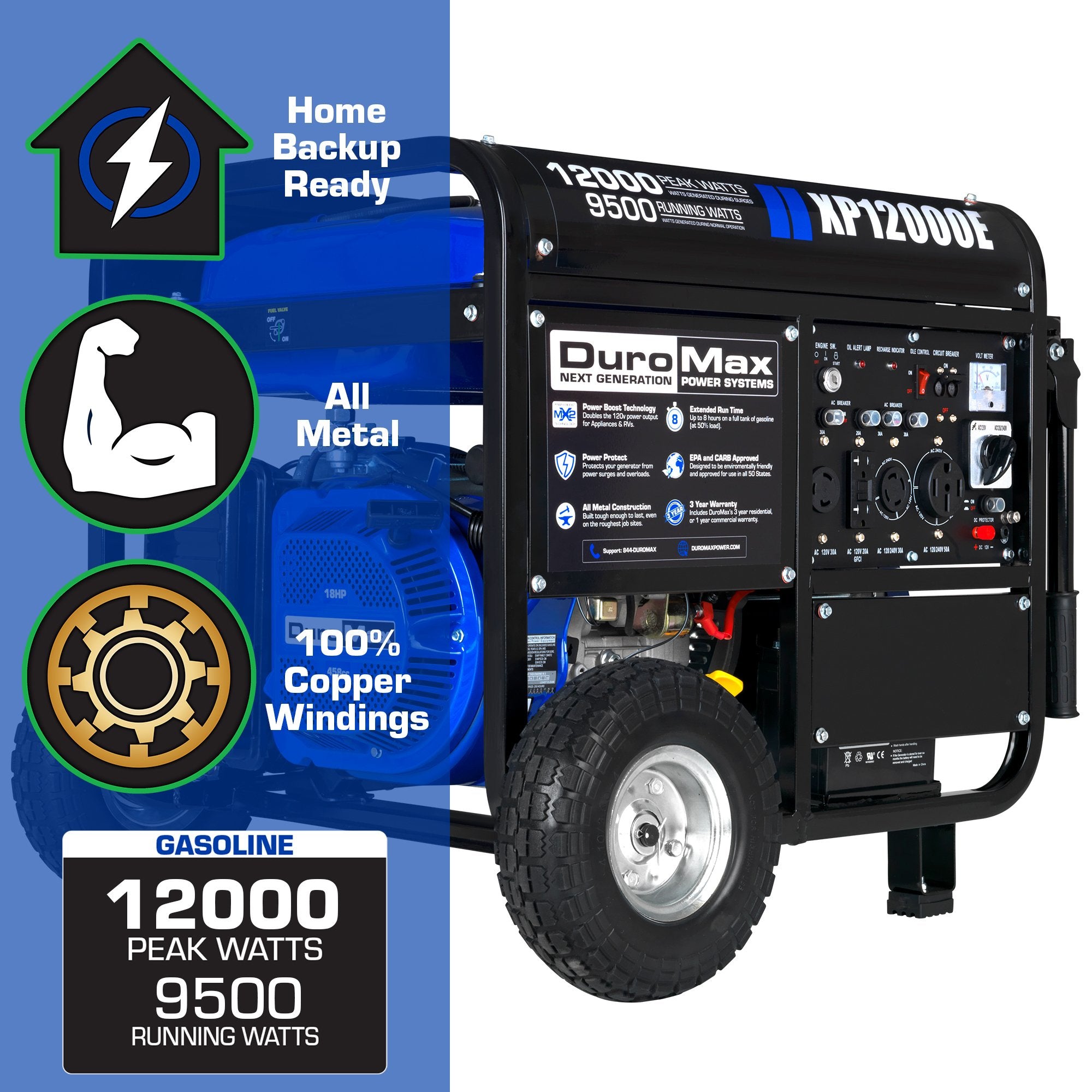 Duromax, DuroMax XP12000E 9500W/12000W Gas Electric Start Generator New