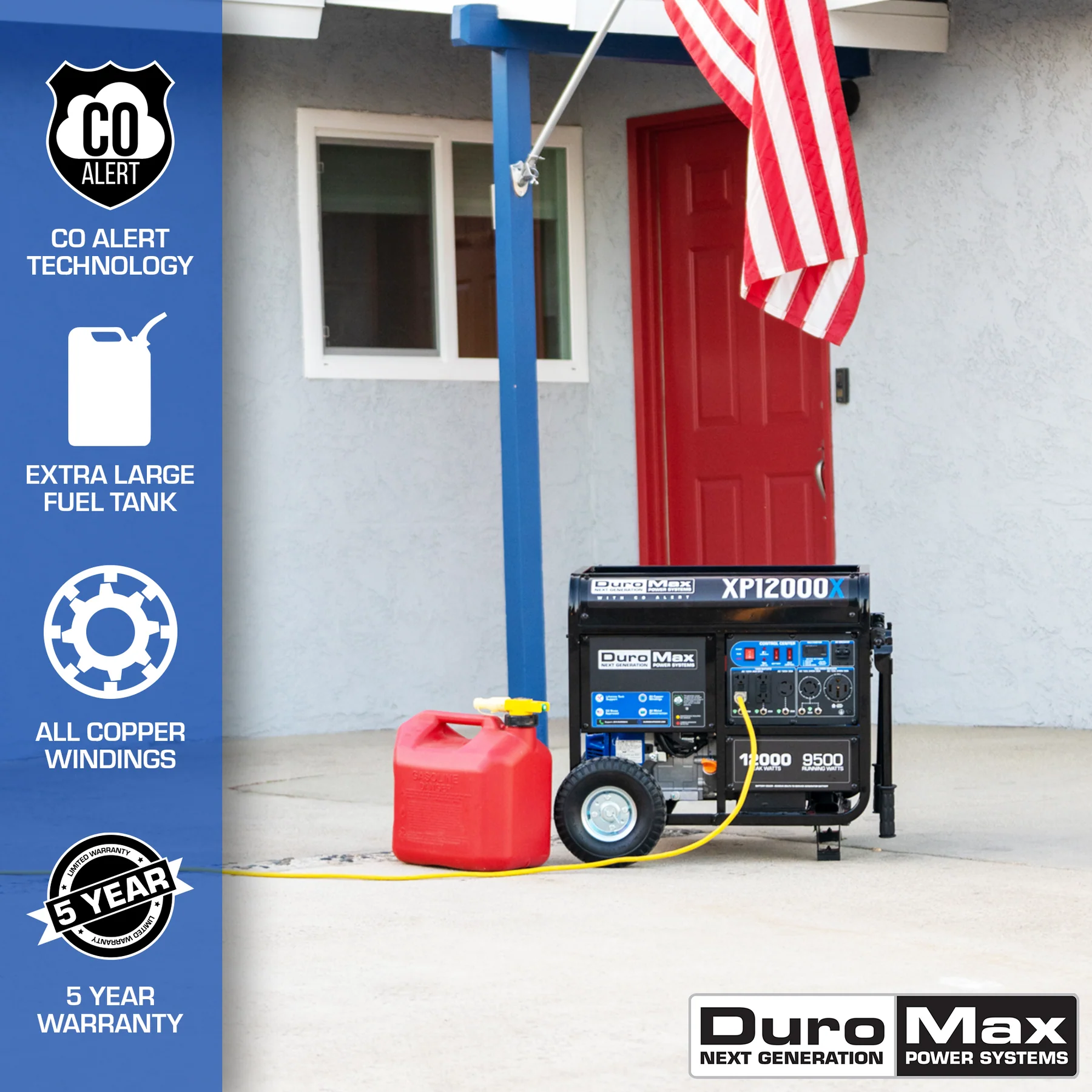 Duromax, DuroMax XP12000X 9500W/12000W Gas Generator with Electric Start and CO Alert New
