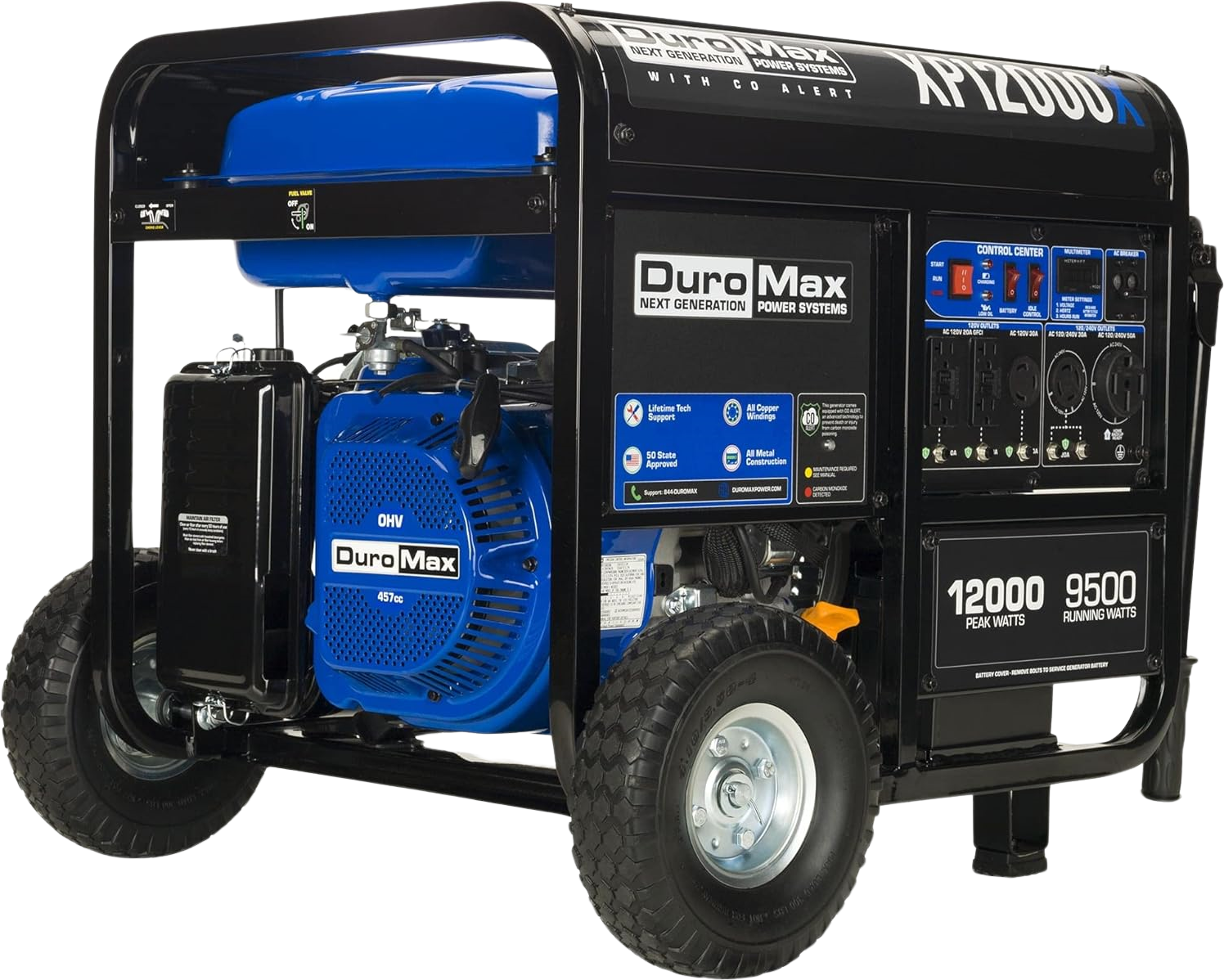 Duromax, DuroMax XP12000X 9500W/12000W Gas Generator with Electric Start and CO Alert New