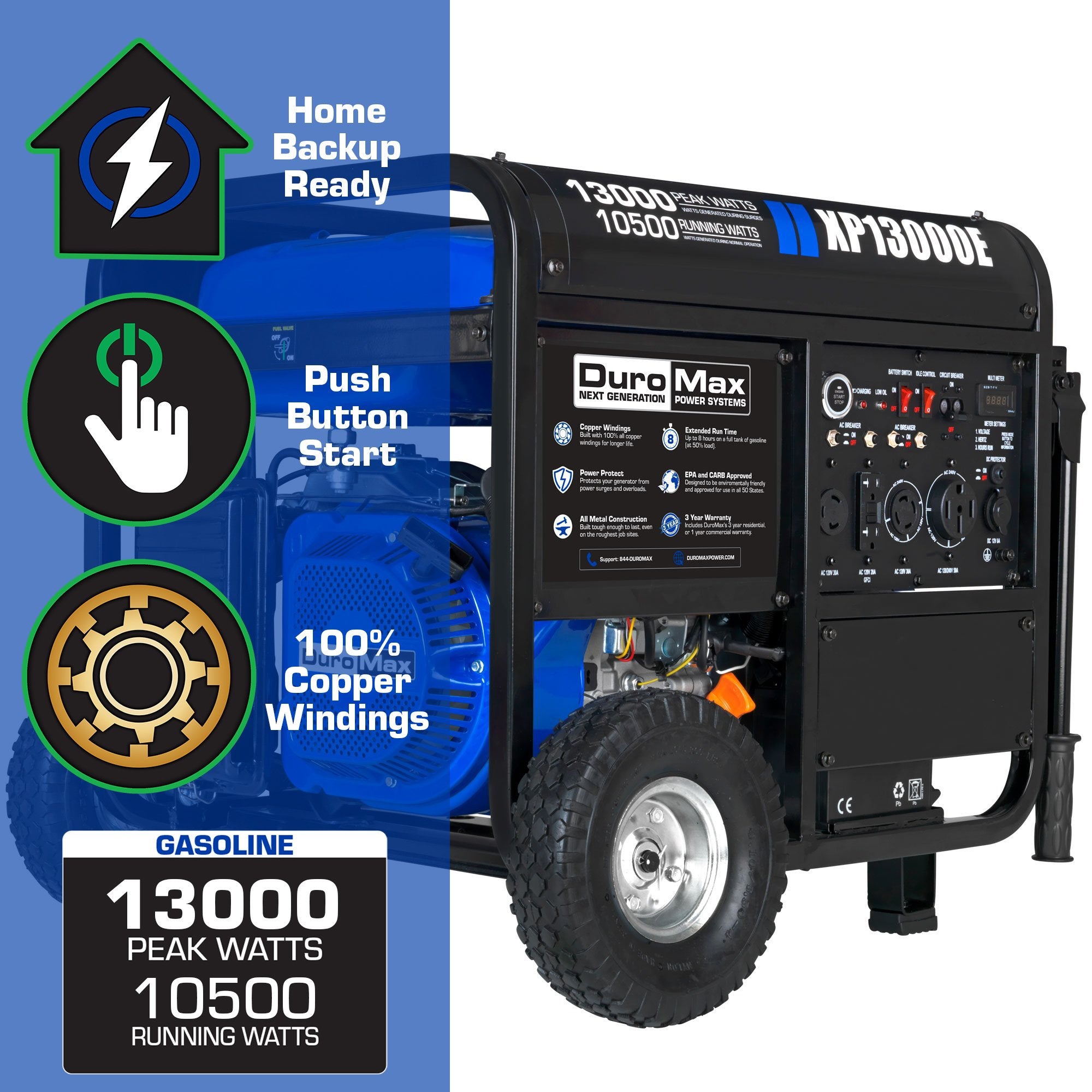 Duromax, DuroMax XP13000E 10500W/13000W Gas Electric Start Generator New