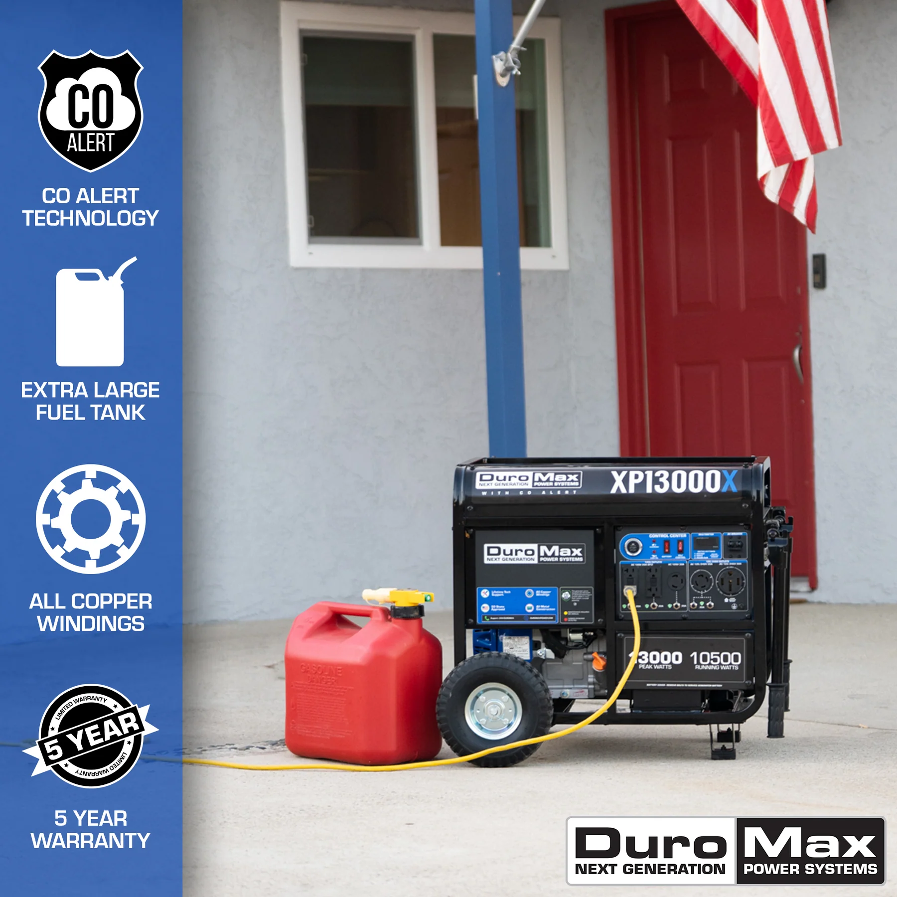 Duromax, DuroMax XP13000X 10500W/13000W Gas Generator with Electric Start and CO Alert New