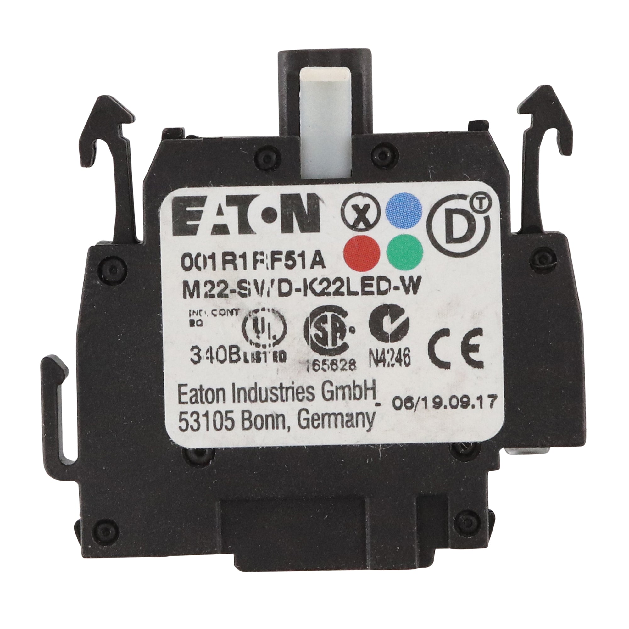EATON, EATON M22-SWD-K22LED-WQ ILLUMINATED LED SELECTOR SWITCH CONTACT, 3-POSITION