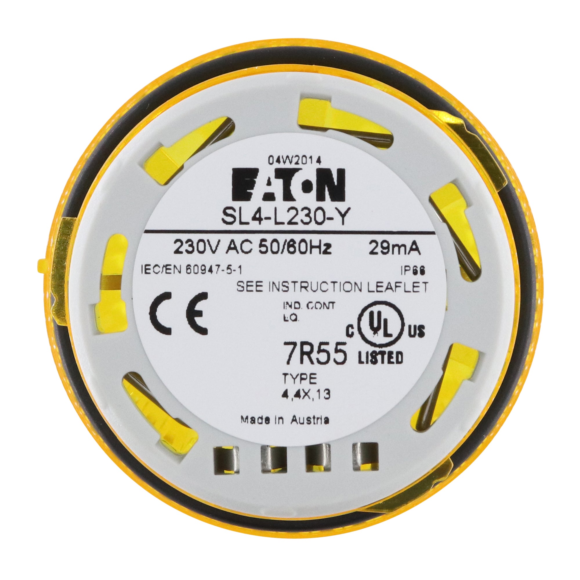 EATON, EATON SL4-L230-Y LED CONTINUOUS TOWER LIGHT BEACON, 40MM,230V, YELLOW