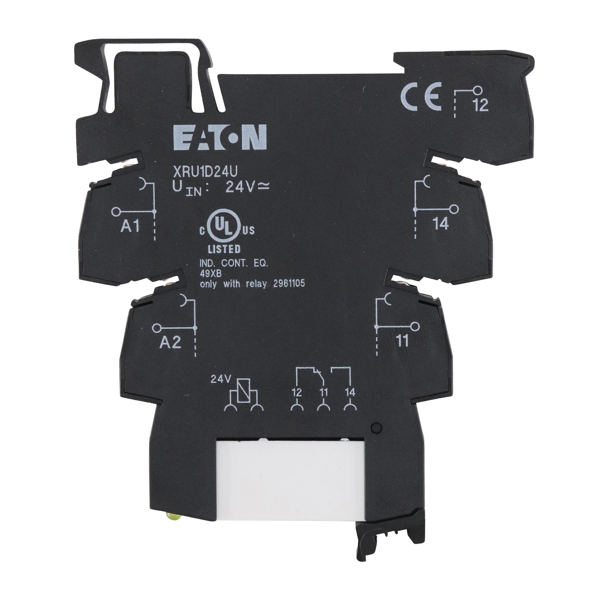 EATON, EATON XRU1D24U DIN MOUNT TERMINAL BLOCK RELAY MODULE, LED, 3-LEVEL, 24VAC/DC
