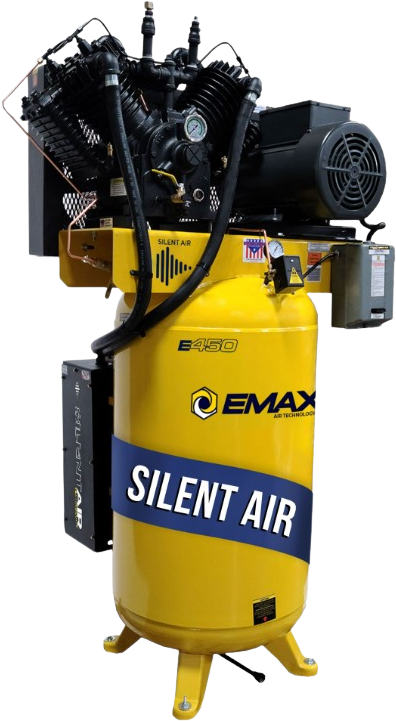 EMAX, EMAX ESP07V080V1 Industrial 80 Gal. 7.5 HP 1-Phase 2 Stage Pressure Lubricated Silent Air Compressor New