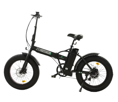 Ecotric, Ecotric Cheetah E-Bike 48V 13AH 500W 20 MPH 20" Fat Tire with Suspension Fork, and Foldable Suspension Seat Post LCD Display Matte Black New