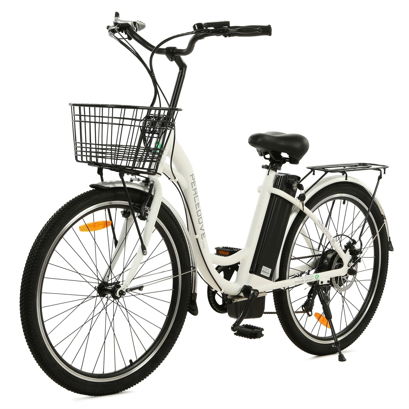 Ecotric, Ecotric Peacedove E-Bike 36V 10AH 350W 15-18 MPH 26" City Bike with Basket and Rear Rack Matte Black New