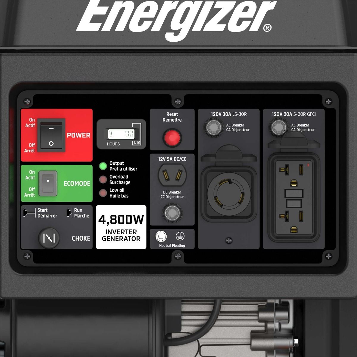 Energizer, Energizer eZV4800 3600W/4800W Gas Powered Open Frame Inverter Generator New