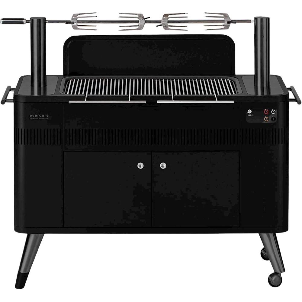Everdure, Everdure HBCE3BUS HUB II 54-Inch Charcoal Grill with Patented Built-in Rotisserie System Steel Graphite New